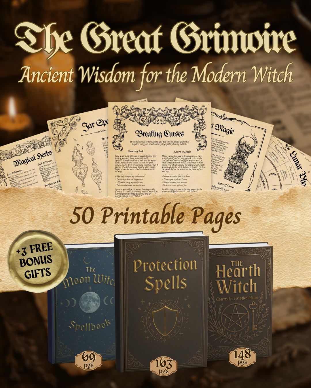 📜 The Great Grimoire: Ancient Wisdom for the Modern Witch | 🎁 + 3 Free Bonus Gifts