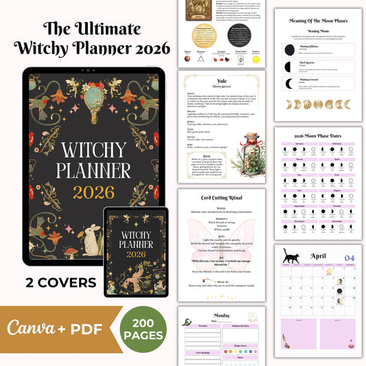 ✨ 2026 Witch’s Planner — 200 Pages of Moon Magic, Tarot & Astrology ✨